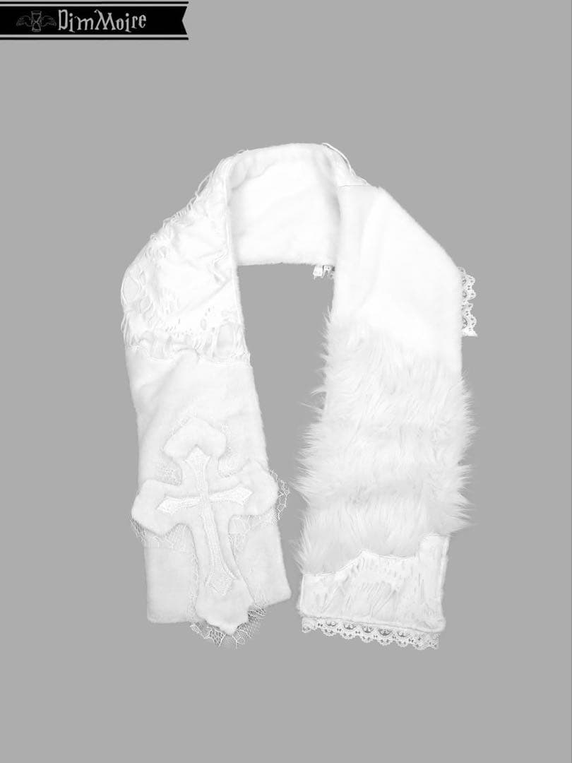 DimMoire【ディムモアール】十字の誓いつぎはぎマフラー 白　WHITE