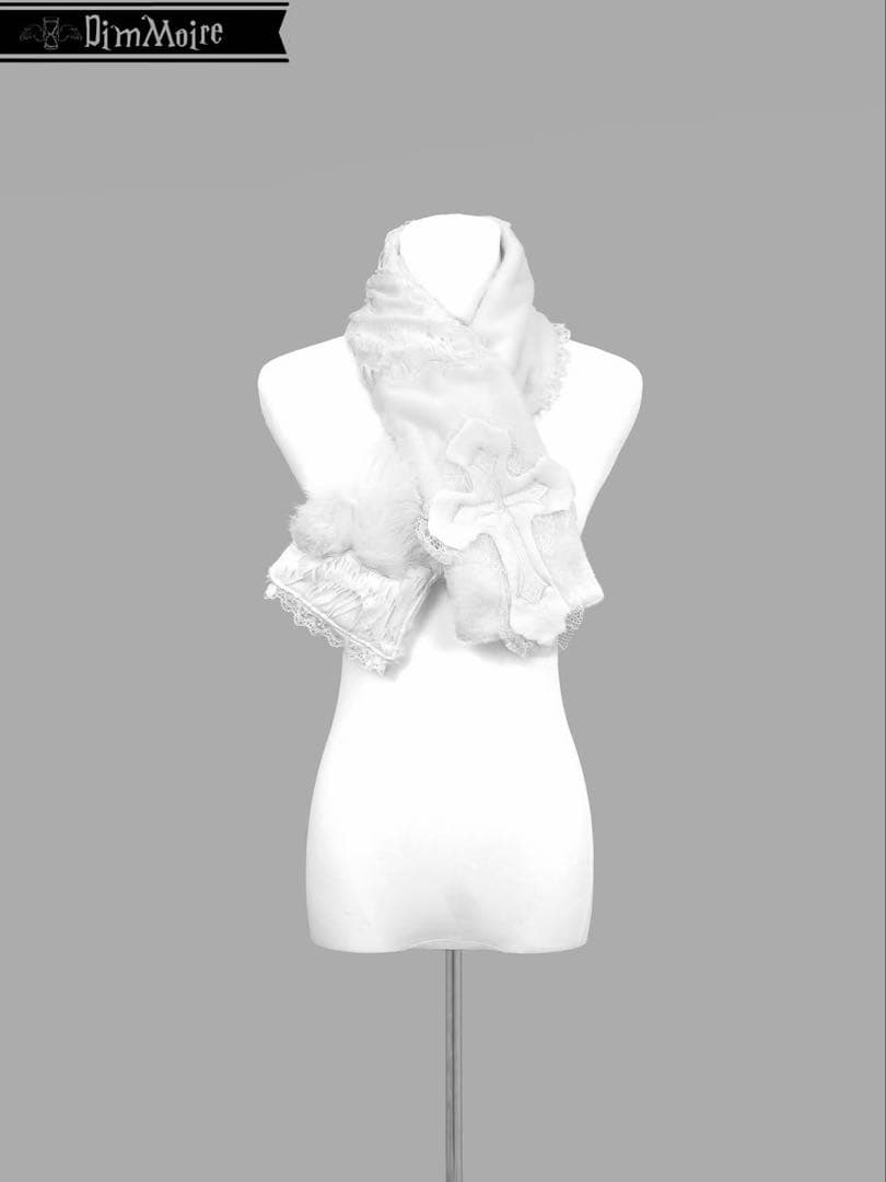 DimMoire【ディムモアール】十字の誓いつぎはぎマフラー 白　WHITE