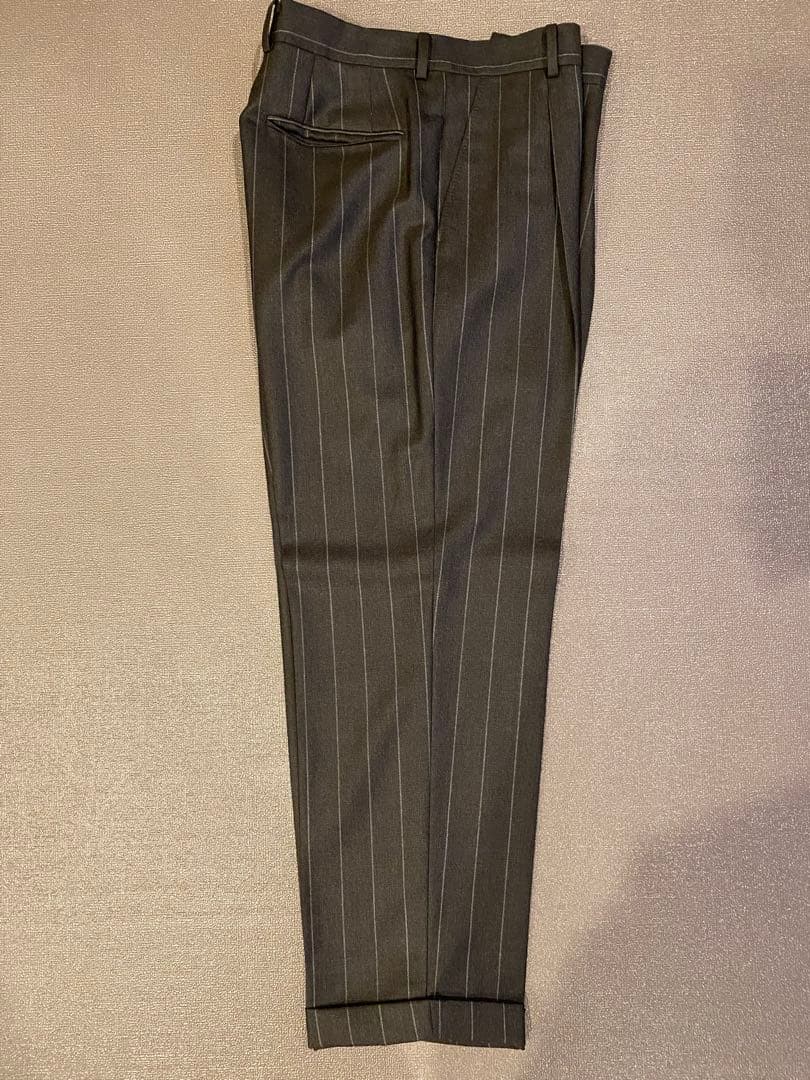 ワコマリアDORMEUIL STRIPED PLEATED TROU SERS