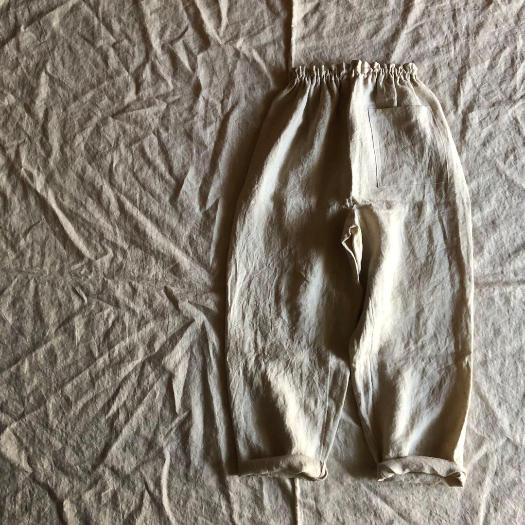 リネンツイルのもんぺ　薄ベージュ