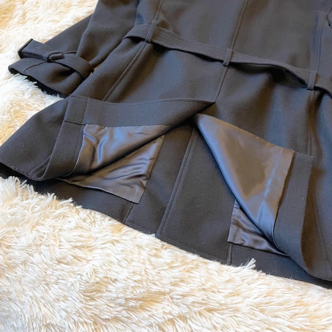 美品✨ポールスミス カシミヤ混 ロングコート ベルト ブラック 総裏地 フラワー