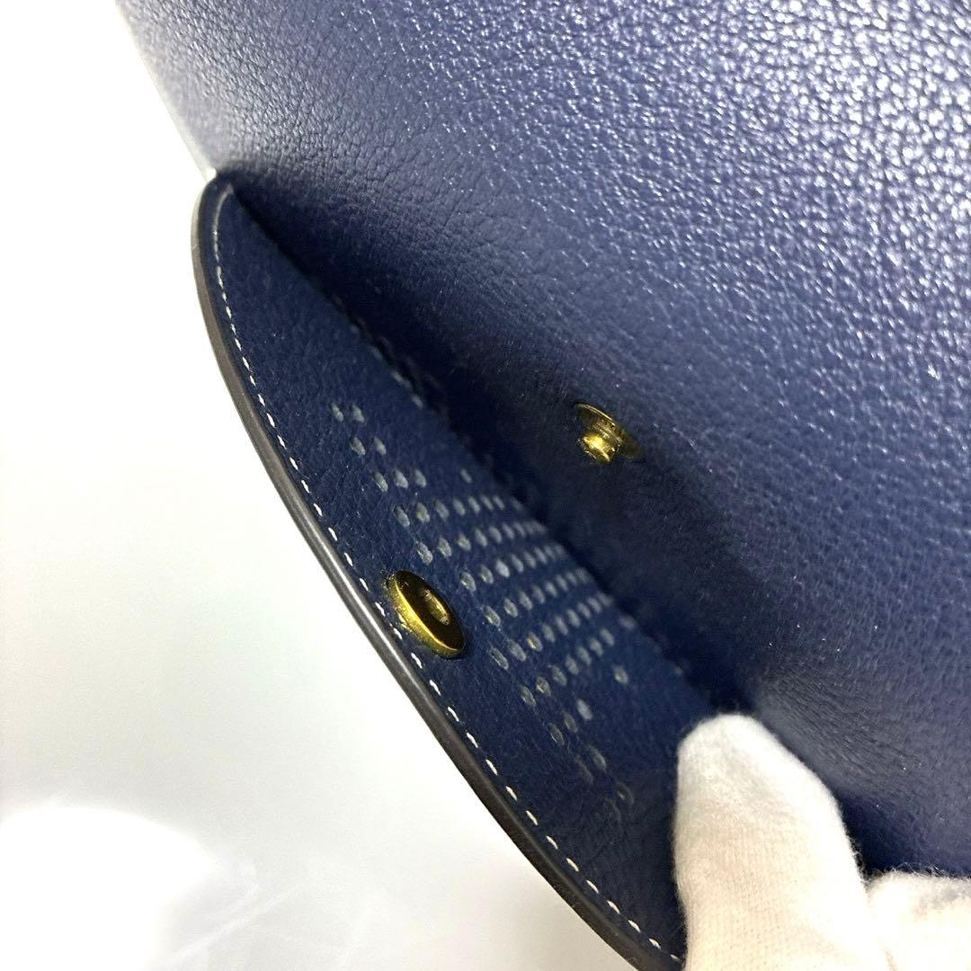希少　トリーバーチ　トートバッグ　パンチングロゴ　A4可　レザー　ネイビー