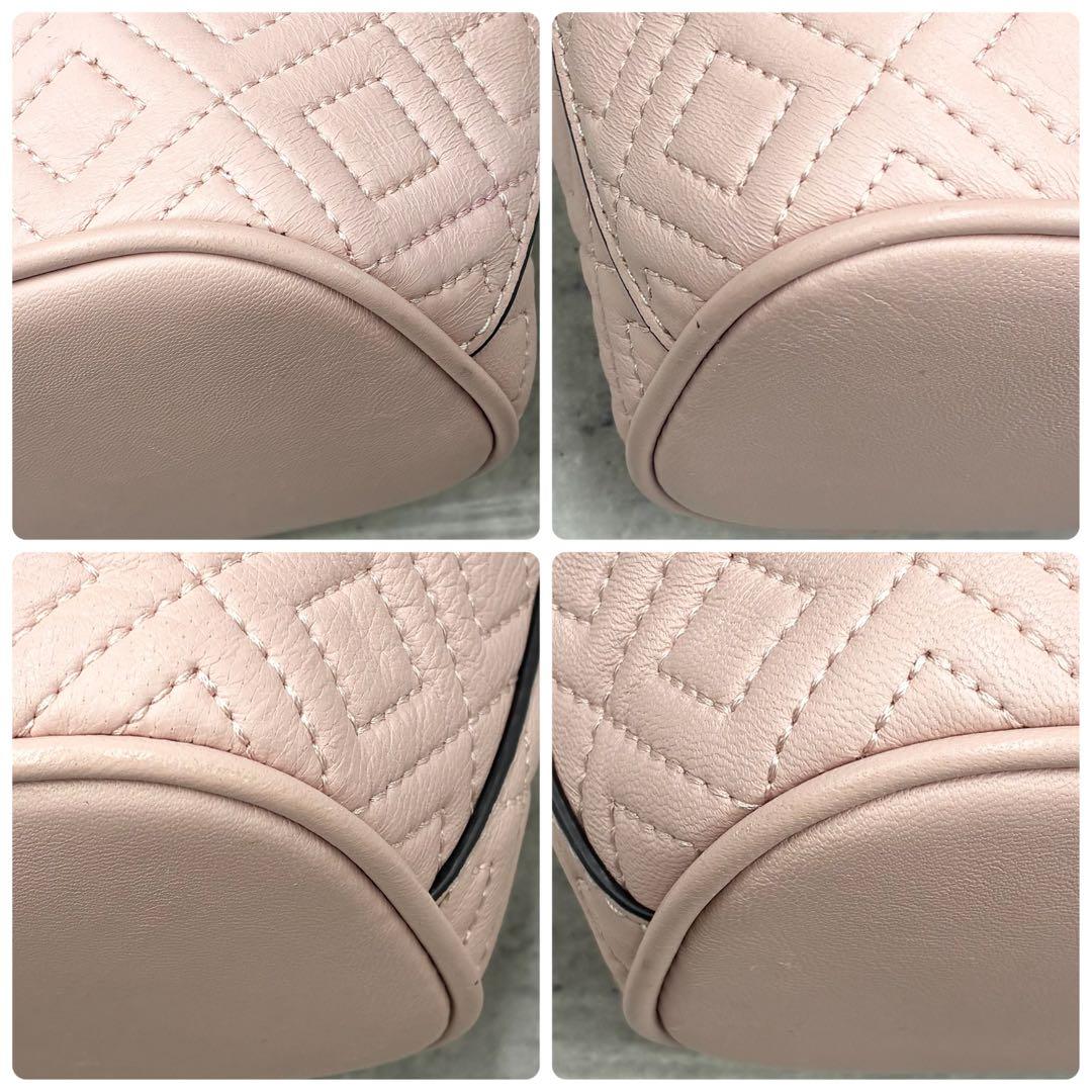 ✨美品✨トリーバーチ　バケットバッグ　フレミング　エンボスロゴ　レザー　ピンク