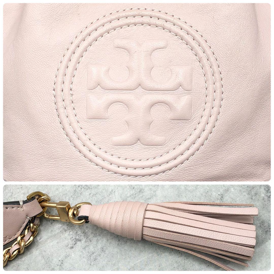 ✨美品✨トリーバーチ　バケットバッグ　フレミング　エンボスロゴ　レザー　ピンク