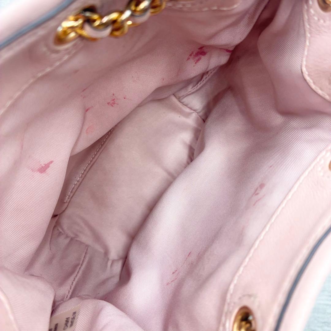 ✨美品✨トリーバーチ　バケットバッグ　フレミング　エンボスロゴ　レザー　ピンク