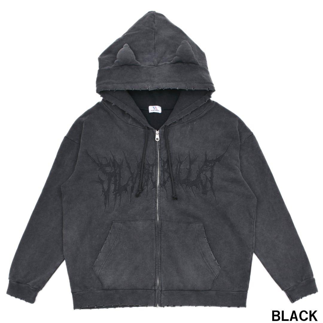 VOLCAN&APHRODITE ネコ耳ピグメントZⅠPパーカー