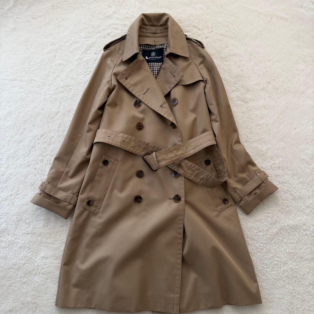 極美品　アクアスキュータム　トレンチコート　ライナー付き　ベージュ　サイズ4
