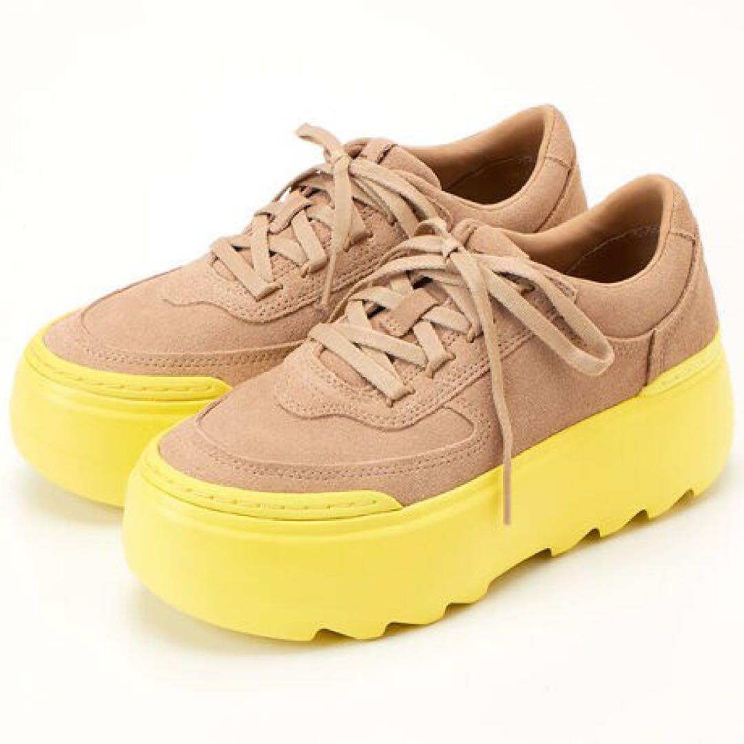 UGG 厚底スニーカー MARIN MEGA LACE ベージュイエロー　23