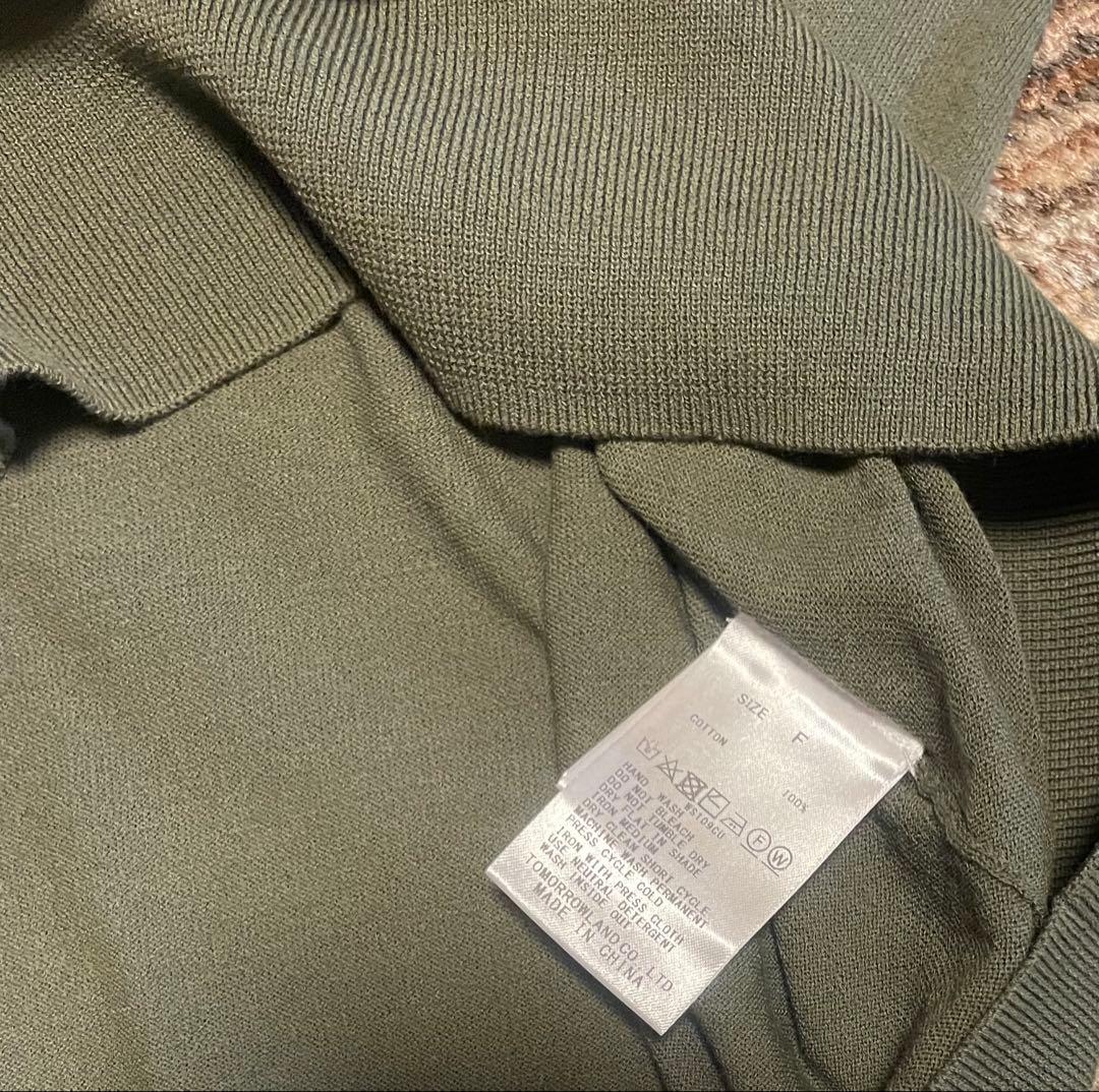 【新品】ギャルリーヴィークレープコットン ポロカラープルオーバーダークグリーン