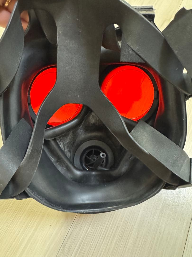 S10ガスマスク 軍放出品 スモーク・レッドレンズ、専用ケース付き