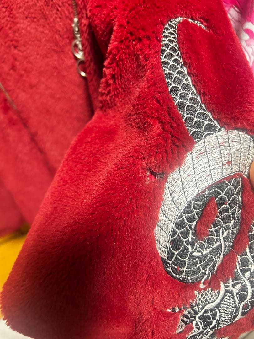 レフレム ドラゴン刺繍BIGファーパーカー ドラゴンファーブルゾン ワイン