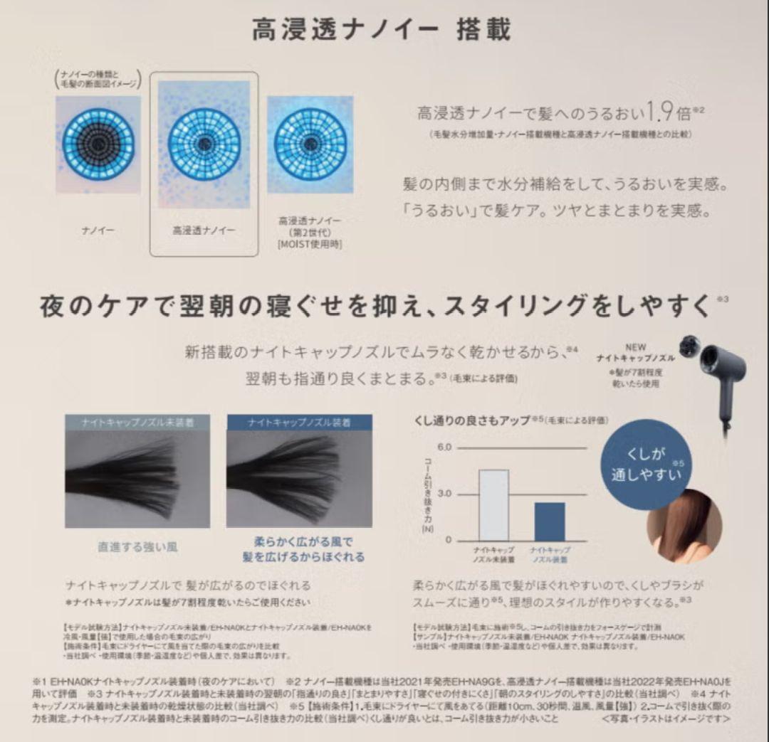 新品Panasonicヘアドライヤーナノケア EH-NA0K-H