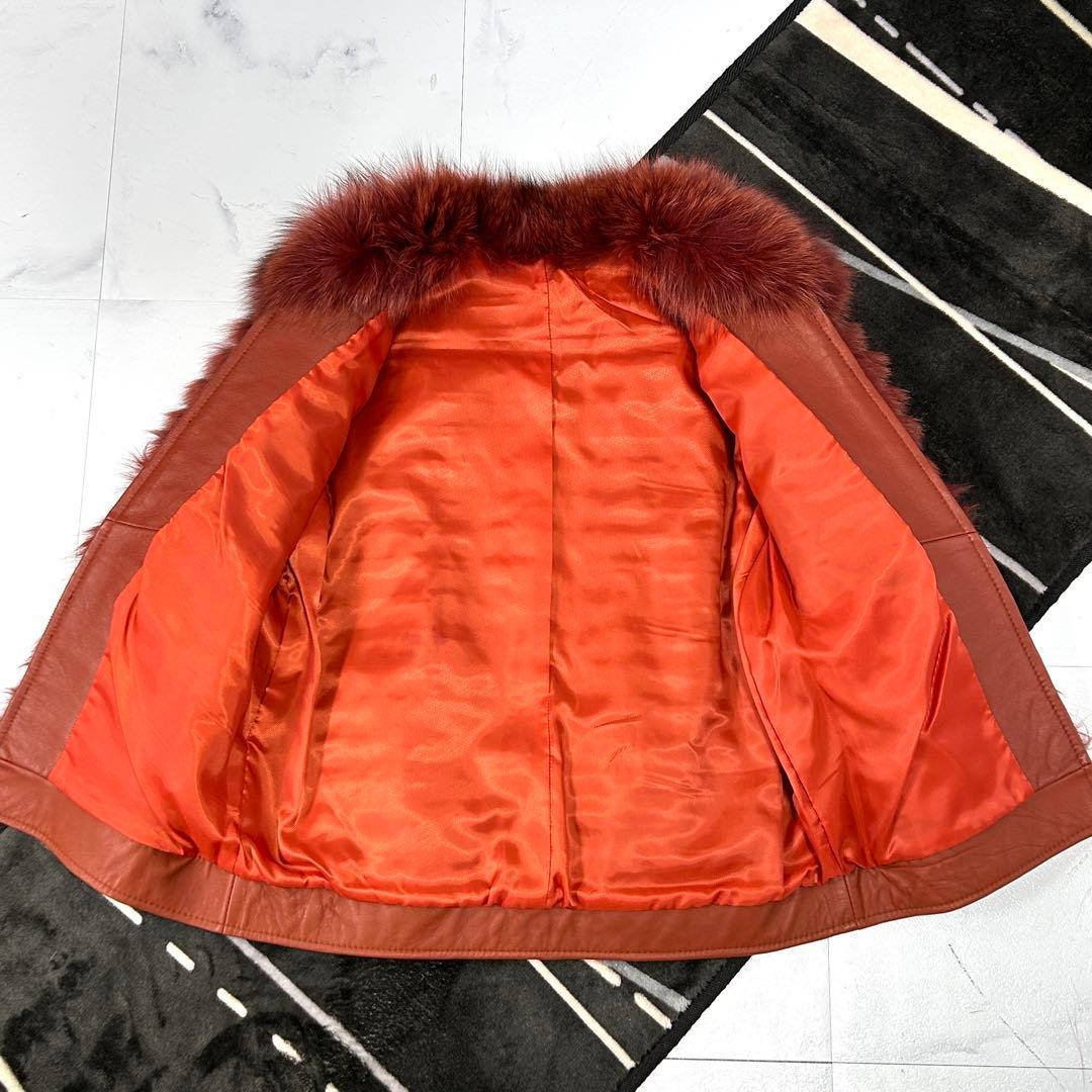 高級 染め FOX コート クロップド レディース レッド フォックス