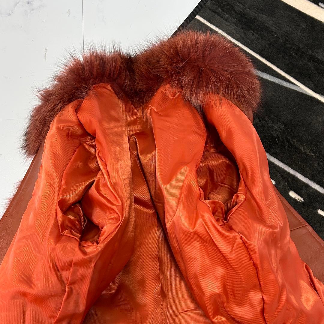 高級 染め FOX コート クロップド レディース レッド フォックス