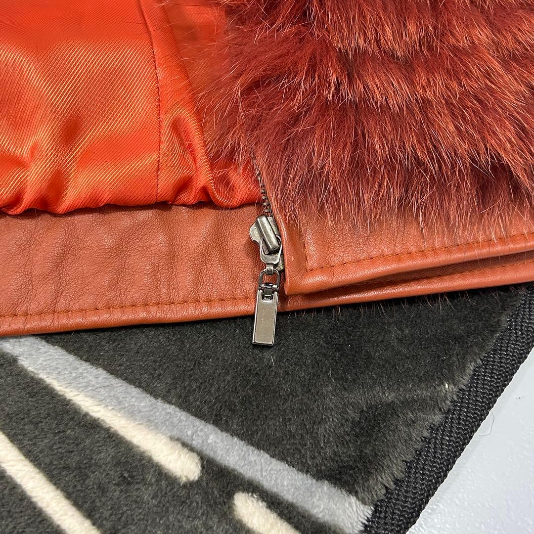 高級 染め FOX コート クロップド レディース レッド フォックス