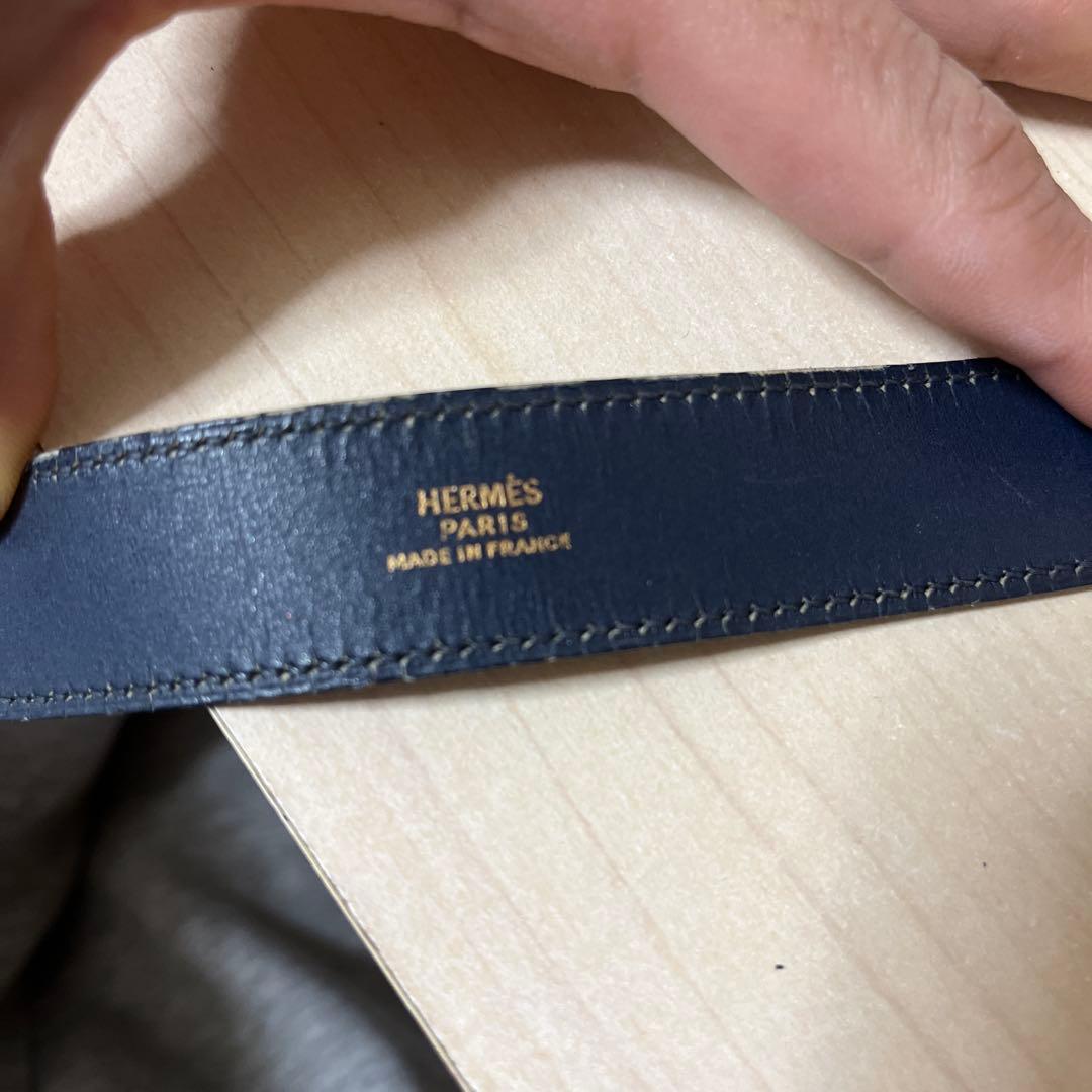 HERMES ネイビー レザー バングル