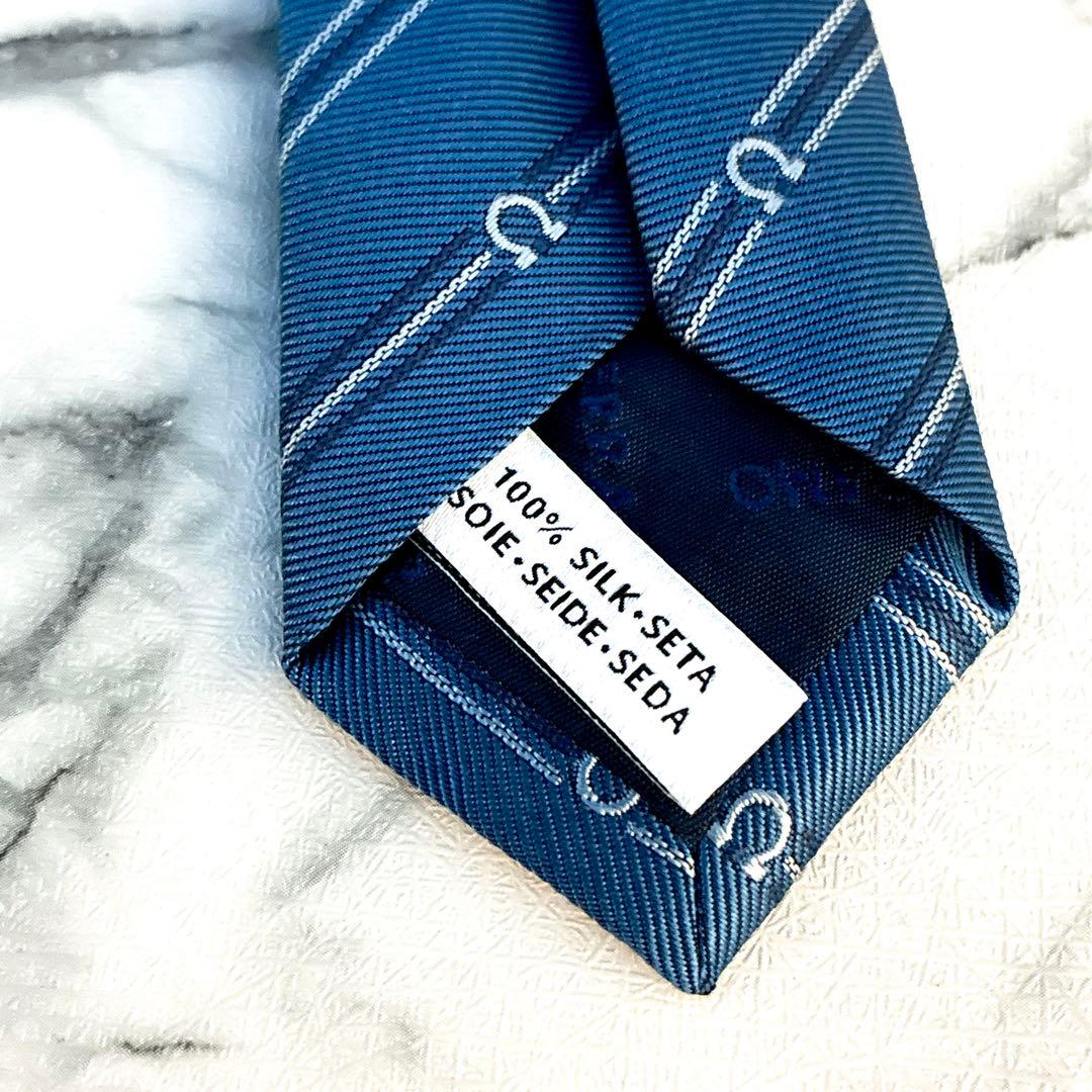 ✨未使用箱付き✨フェラガモ　現行　ガンチーニ　ストライプ　ブルー　ネクタイ