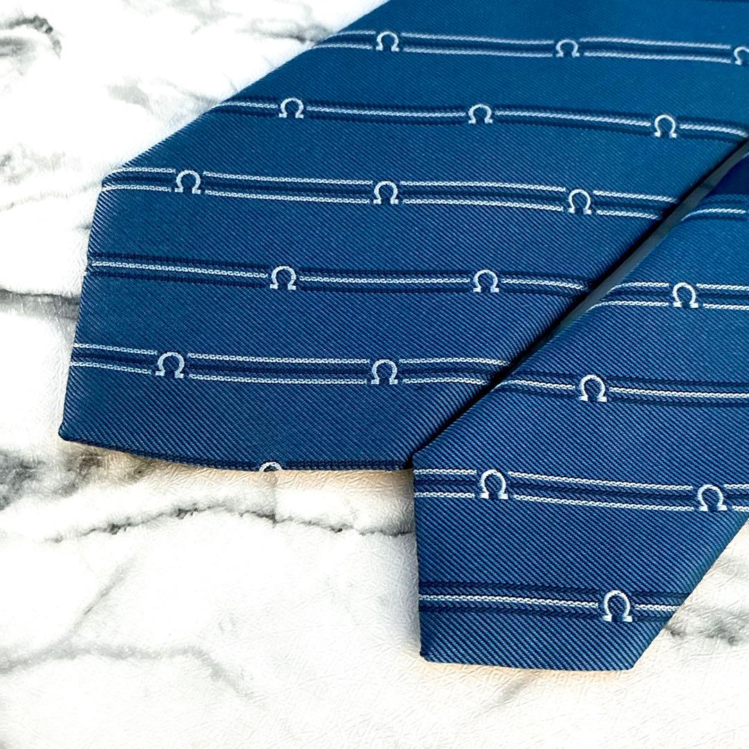 ✨未使用箱付き✨フェラガモ　現行　ガンチーニ　ストライプ　ブルー　ネクタイ