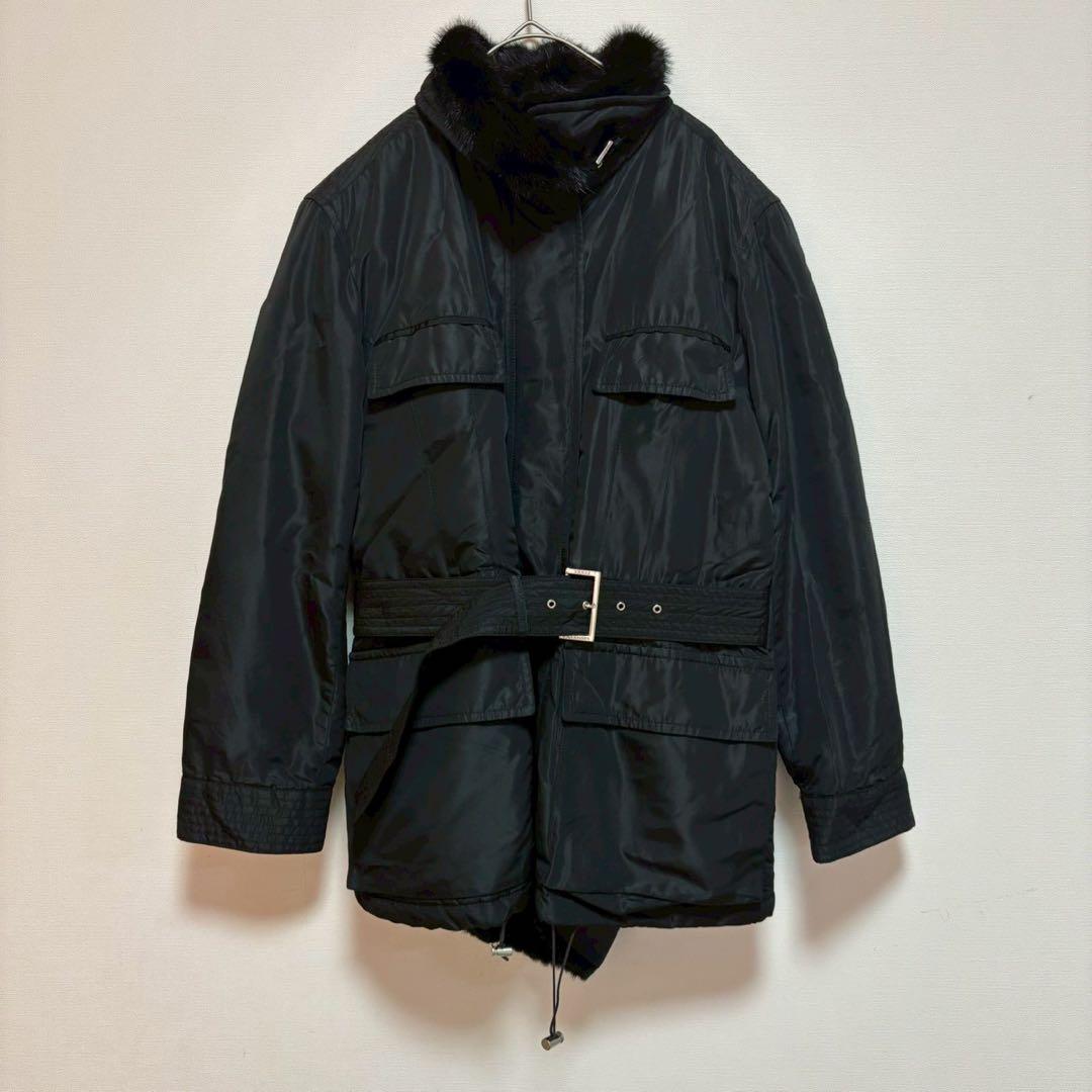 GIANFRANCO FERRE ベルト付きコート 黒 ブラック 42 アウター