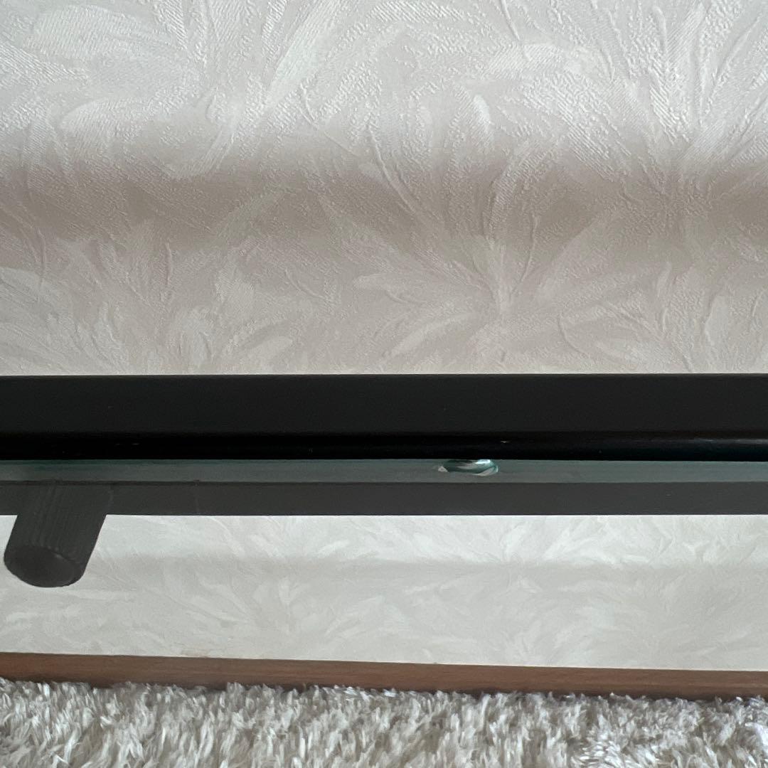 80's 90s アイアンフレーム 長方形 ガラスローテーブル 昭和レトロ