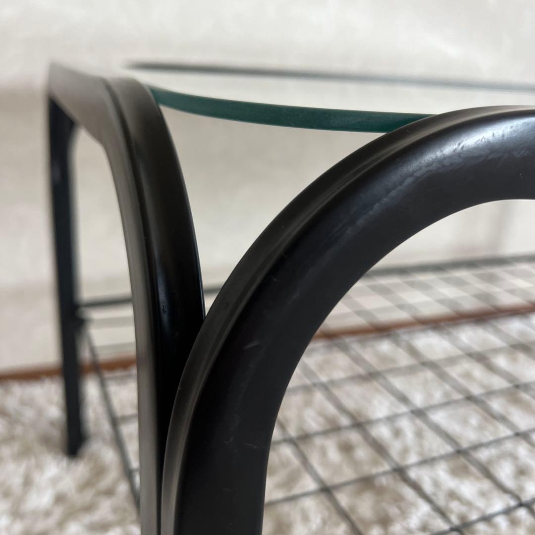 80's 90s アイアンフレーム 長方形 ガラスローテーブル 昭和レトロ