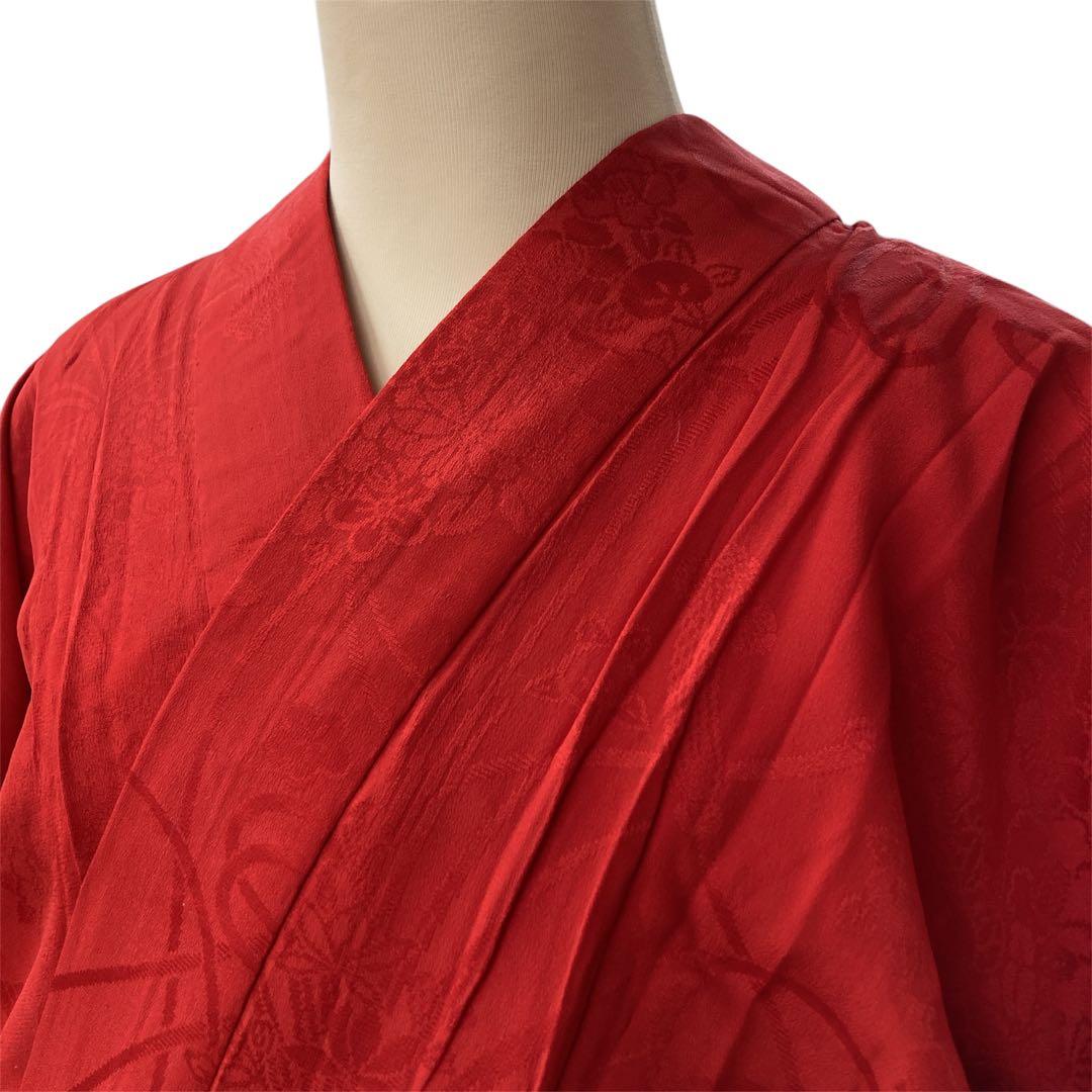 ◎mk-1088　アンティーク　振袖用　襦袢　赤　5-1