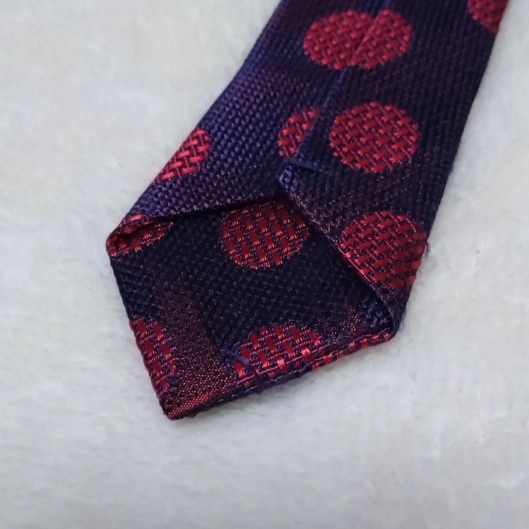 ■コムデギャルソンオムドゥ　ネクタイ パープル　赤ドット　紫　レッド