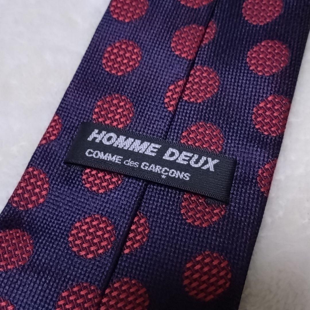 ■コムデギャルソンオムドゥ　ネクタイ パープル　赤ドット　紫　レッド