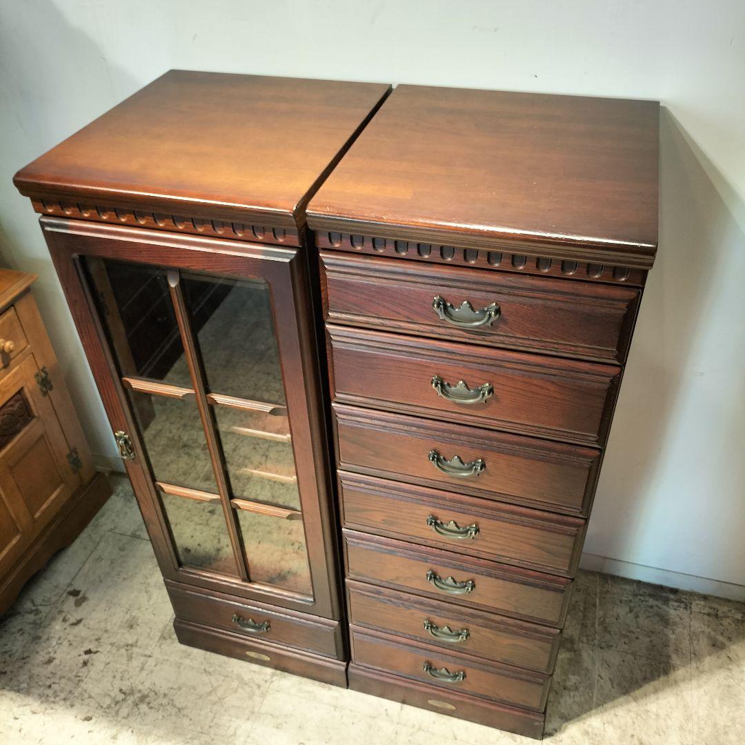 M♦ぽぽ送料込IDF太田長　Atlanta　7段チェストキャビネット　栗材