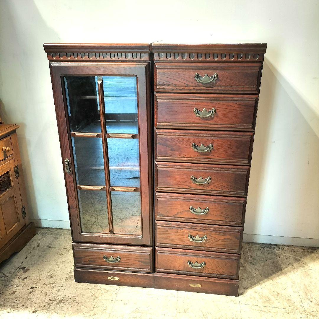 M♦ぽぽ送料込IDF太田長　Atlanta　7段チェストキャビネット　栗材