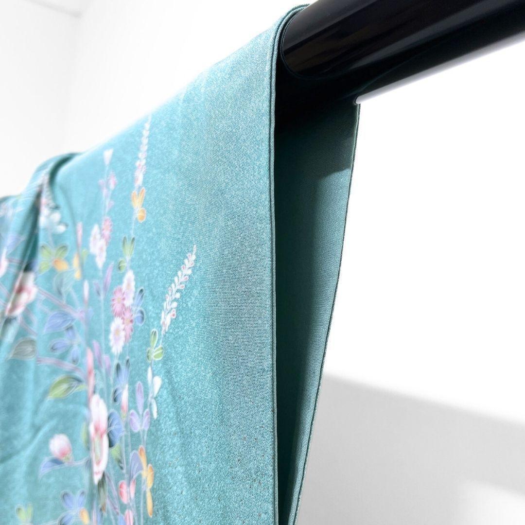 京加賀友禅　訪問着　紋無し　松　菊花　萩　花模様　着物　012b p ms