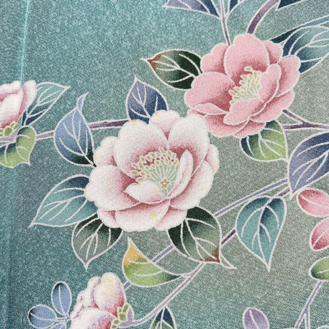 京加賀友禅　訪問着　紋無し　松　菊花　萩　花模様　着物　012b p ms