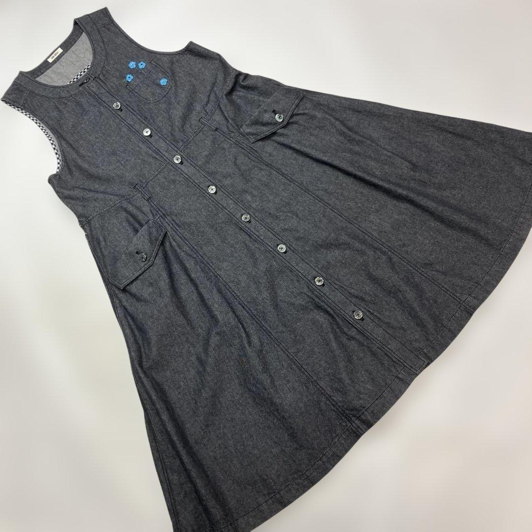 【未使用】ピンクハウス ネモフィラ刺繍 黒デニムジャンパースカート/2025年