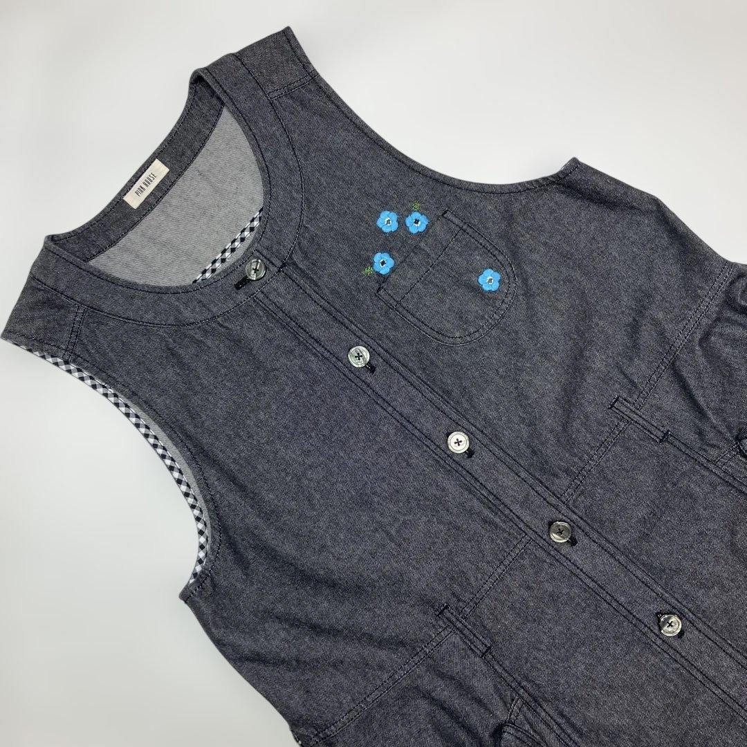 【未使用】ピンクハウス ネモフィラ刺繍 黒デニムジャンパースカート/2025年