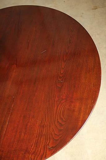 古い木製折り畳み丸テーブル　ちゃぶ台　天然木　古家具　古民家　古道具