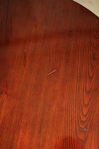 古い木製折り畳み丸テーブル　ちゃぶ台　天然木　古家具　古民家　古道具