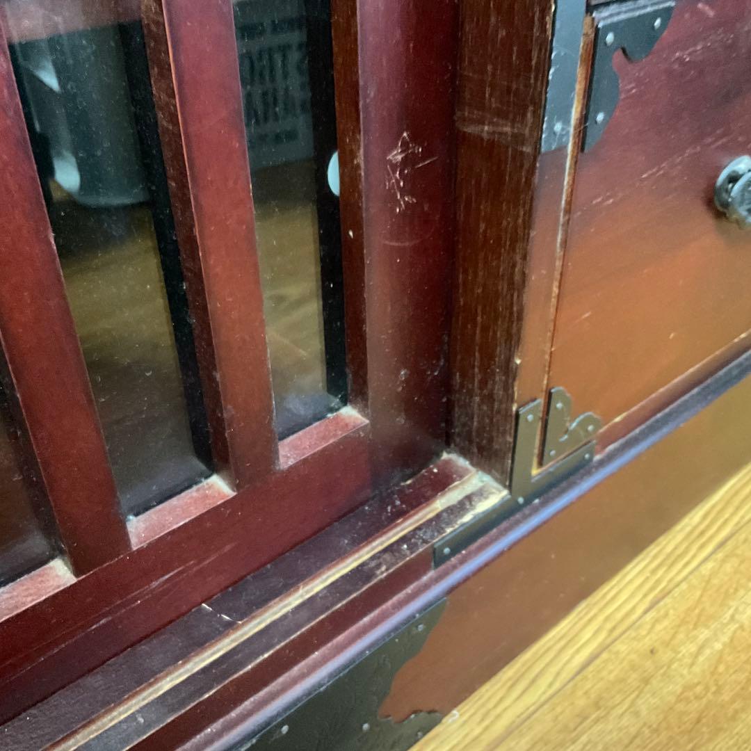 アンティーク調和風木製箪笥 引き出し3つ ダークブラウン