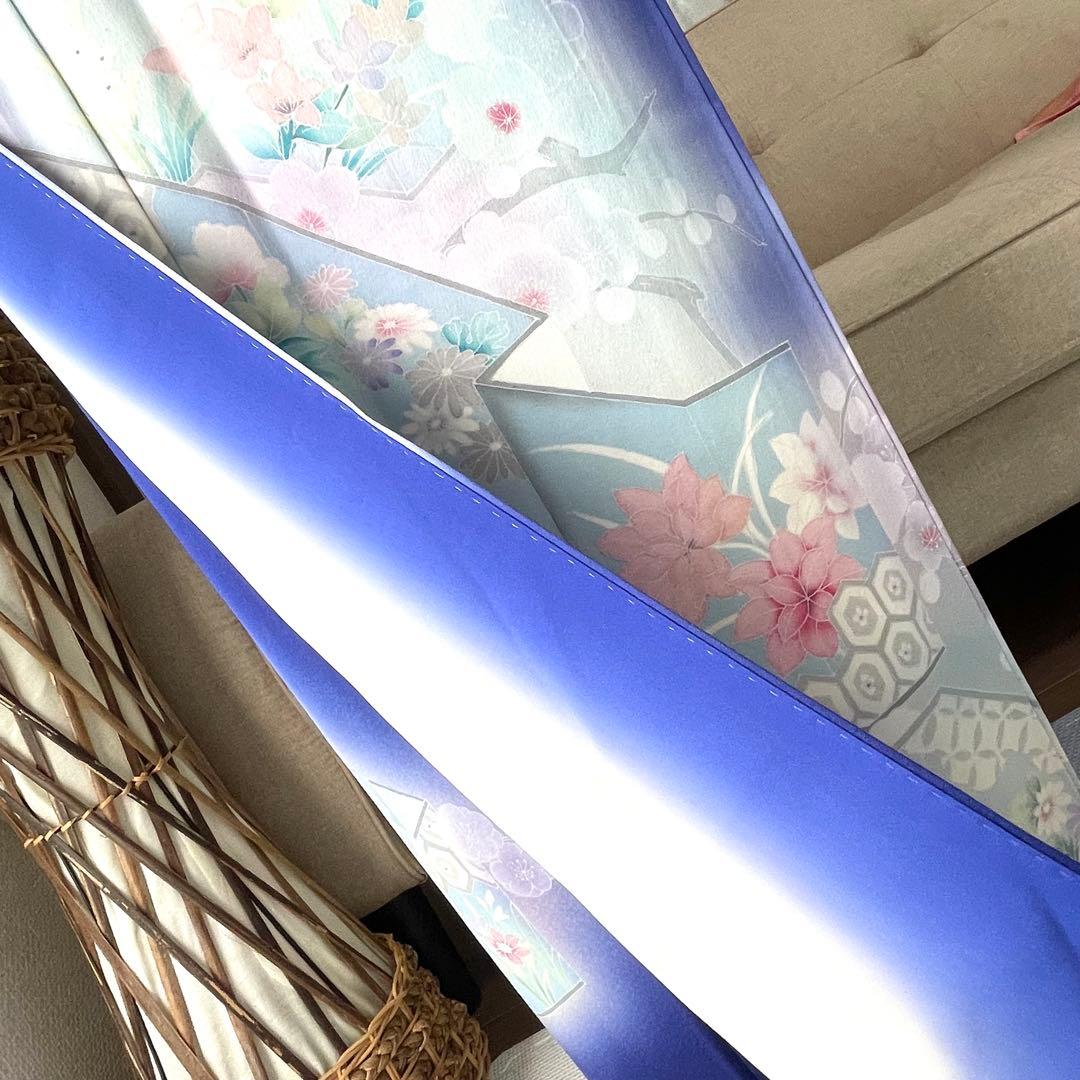 ブルー 友禅 4点 フルセット 訪問着 入学式 卒業式 入園式 春 秋 冬