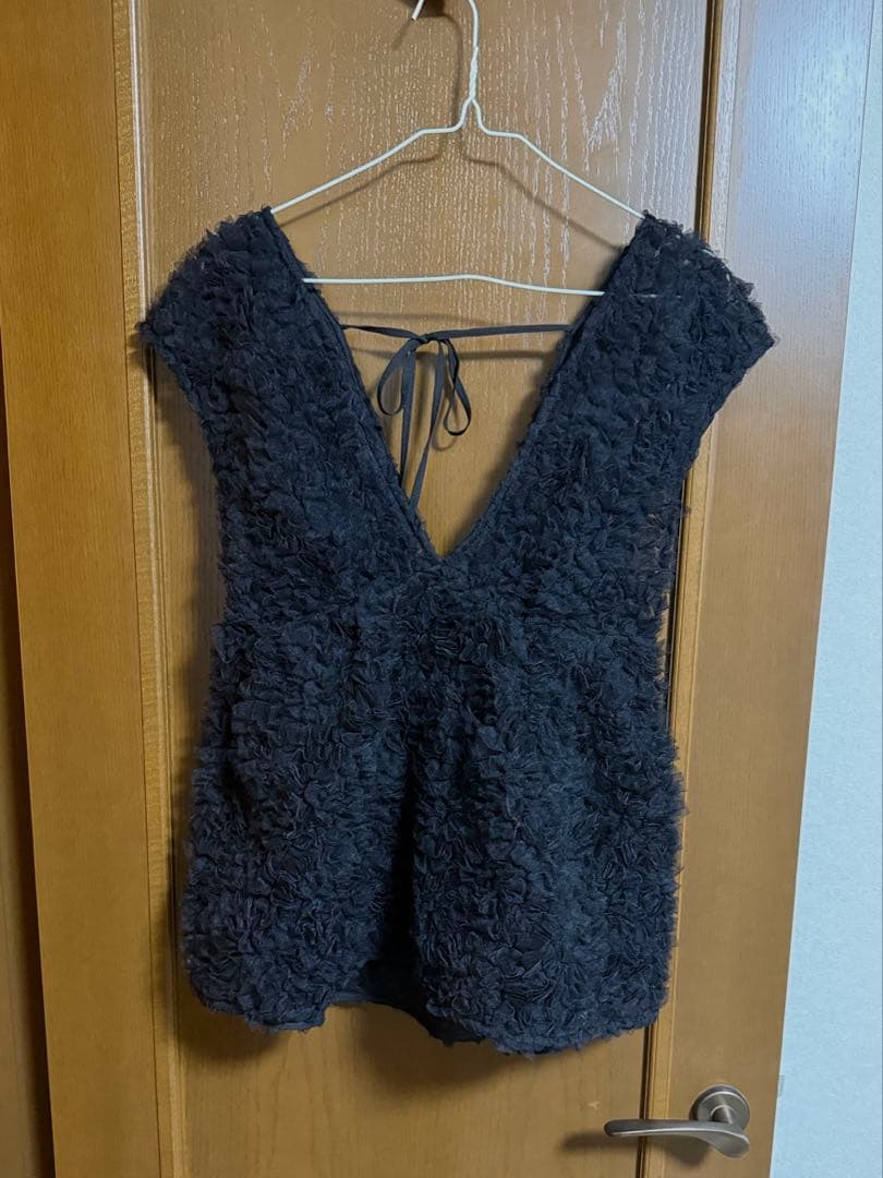 【Mystrada】デコラチュールブラウス　ブラック　Sサイズ