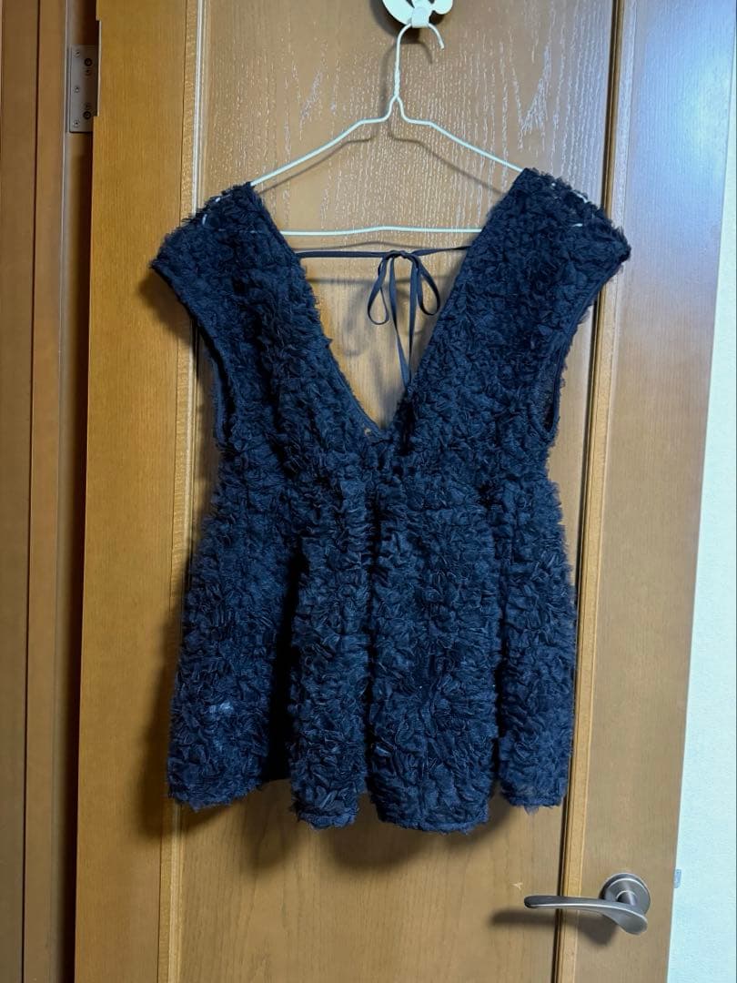 【Mystrada】デコラチュールブラウス　ブラック　Sサイズ