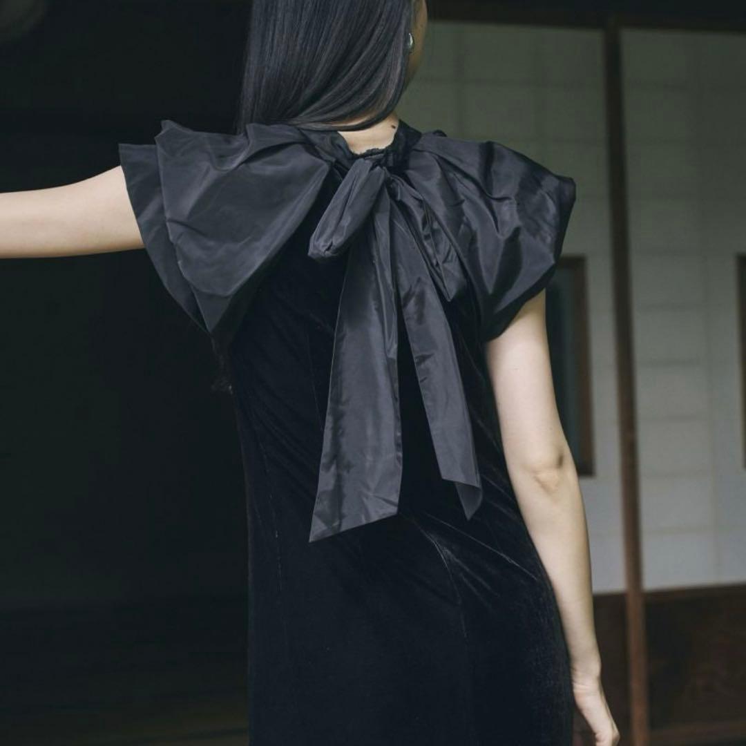 ANDRESD drape velour dress ブラック