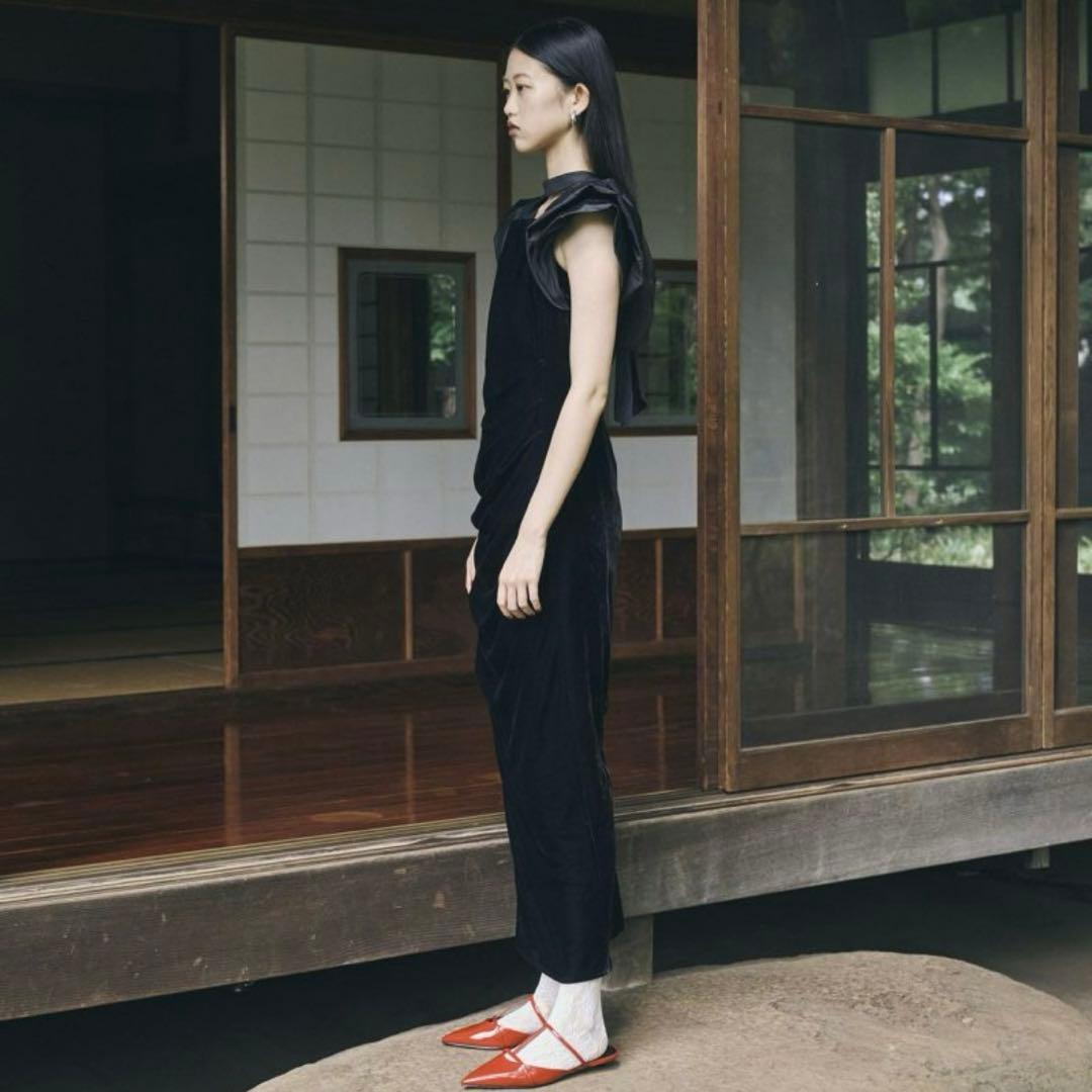 ANDRESD drape velour dress ブラック