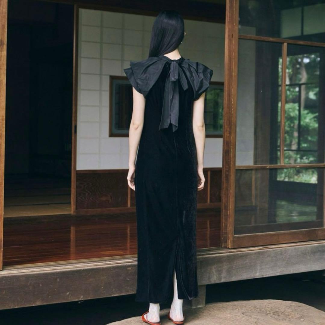 ANDRESD drape velour dress ブラック