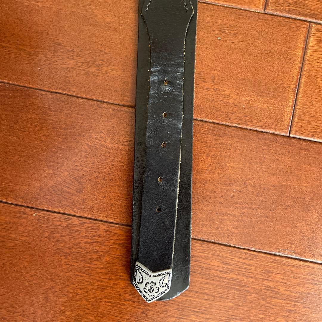 Harley Davidson 黒レザーベルト 装飾バックル中央白色はへび皮値下