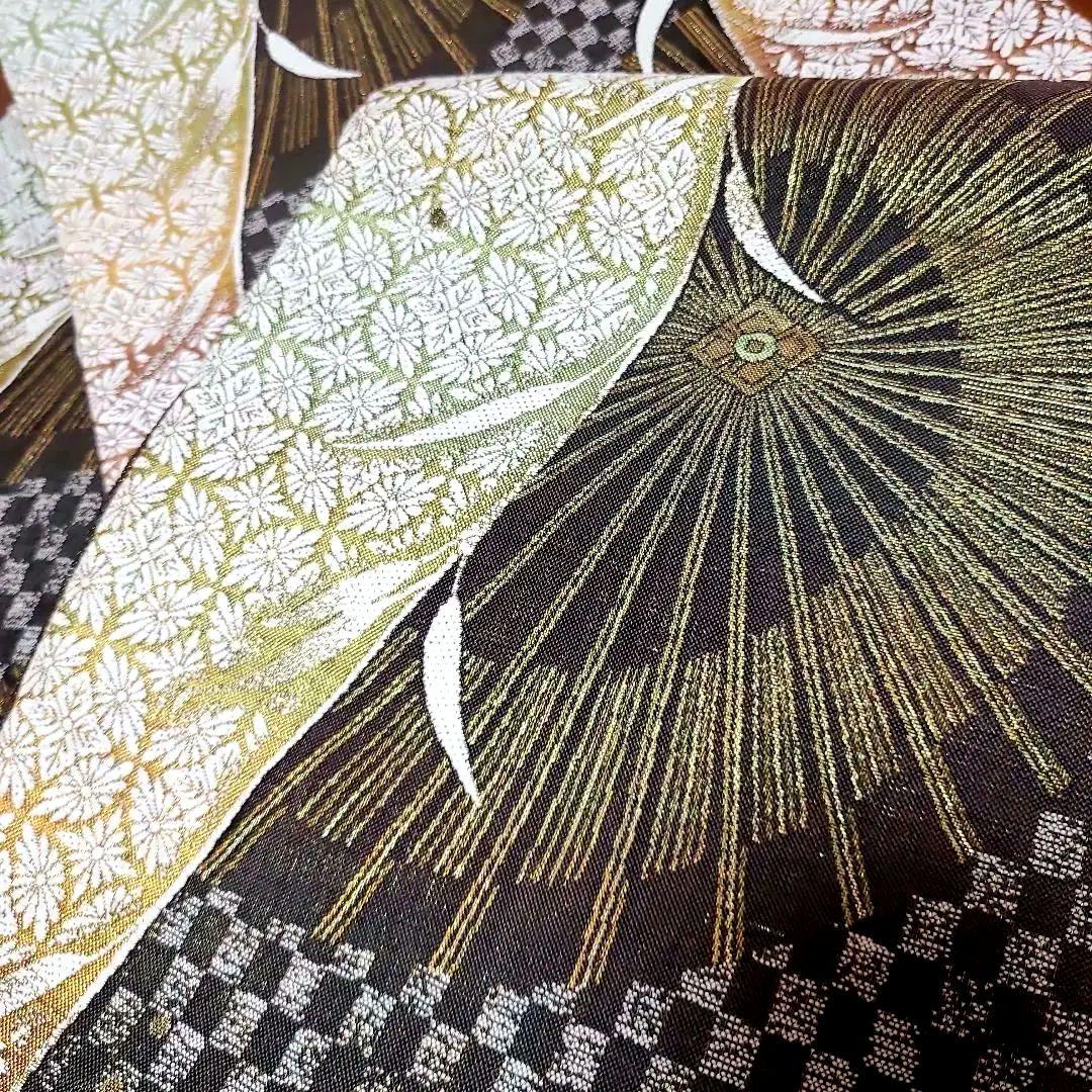 ◆『最高級捩り和紙 美山杉染め』六通柄袋帯【番傘　華七宝】さが美