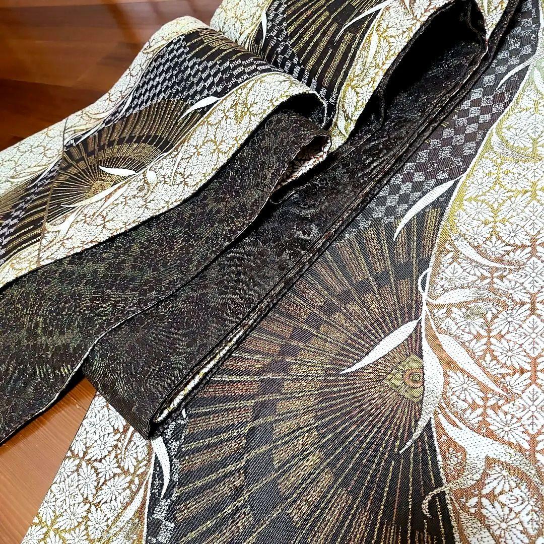 ◆『最高級捩り和紙 美山杉染め』六通柄袋帯【番傘　華七宝】さが美