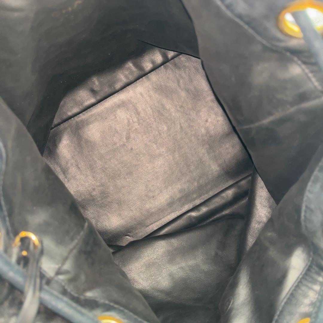 シャネル　ラムスキン　巾着　ハンドバッグ　ショルダーバッグ　ブラック　ココマーク