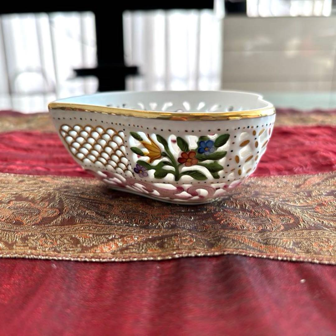 美品　ヘレンド ボンボニエール 金彩 透かし オープンワーク