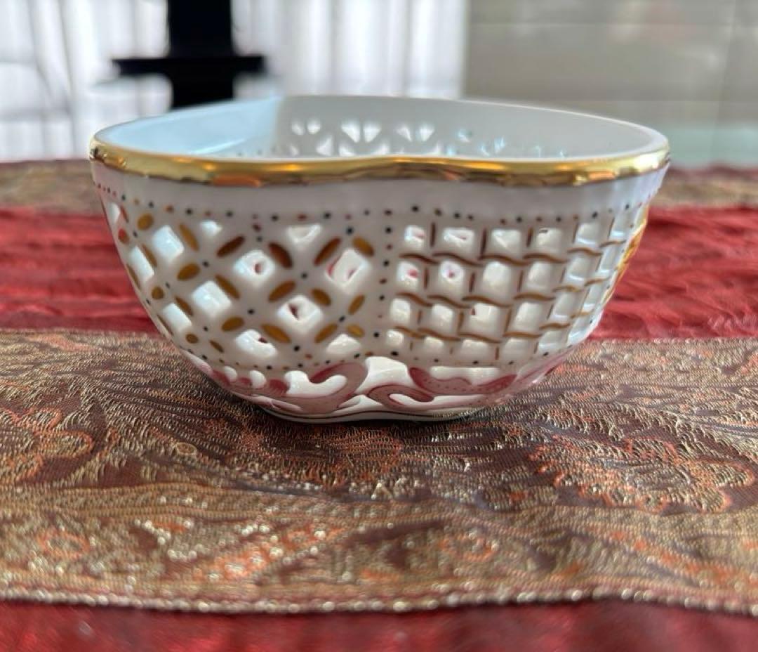 美品　ヘレンド ボンボニエール 金彩 透かし オープンワーク