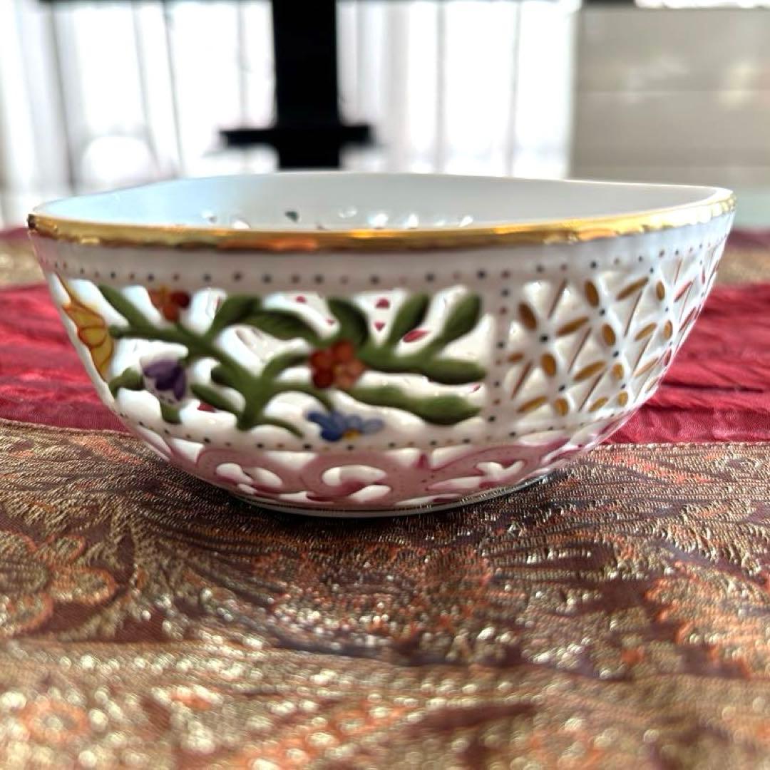 美品　ヘレンド ボンボニエール 金彩 透かし オープンワーク